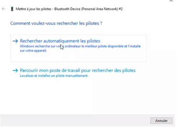 rechercher les pilotes windows 10 pc